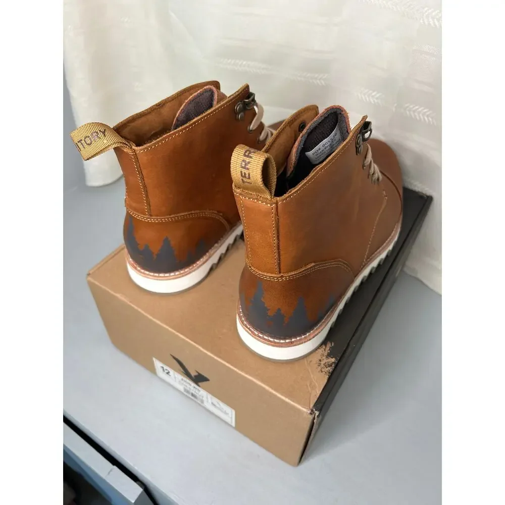 Territory Zion Men's Hiking Boot Chestnut Leather Water Resistant Size 12 NEW